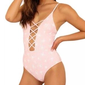 NWT Dippin Daisy's Bliss One Piece Swimsuit Butterfly Kisses Pink XS